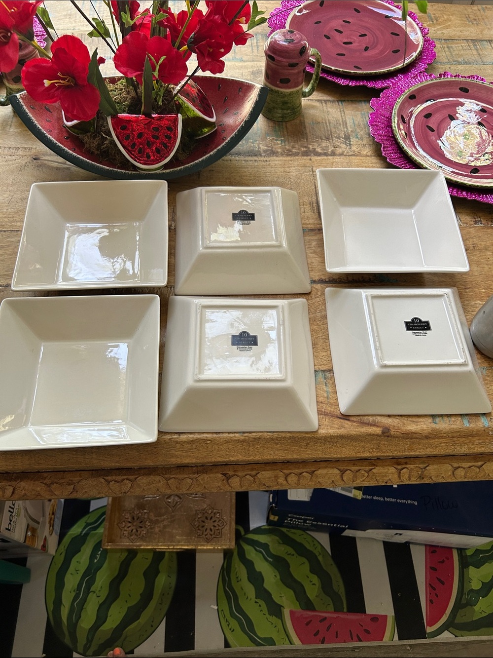 White Ceramic Square Serving Bowls - Set of 6 By 10 Strawberry Street